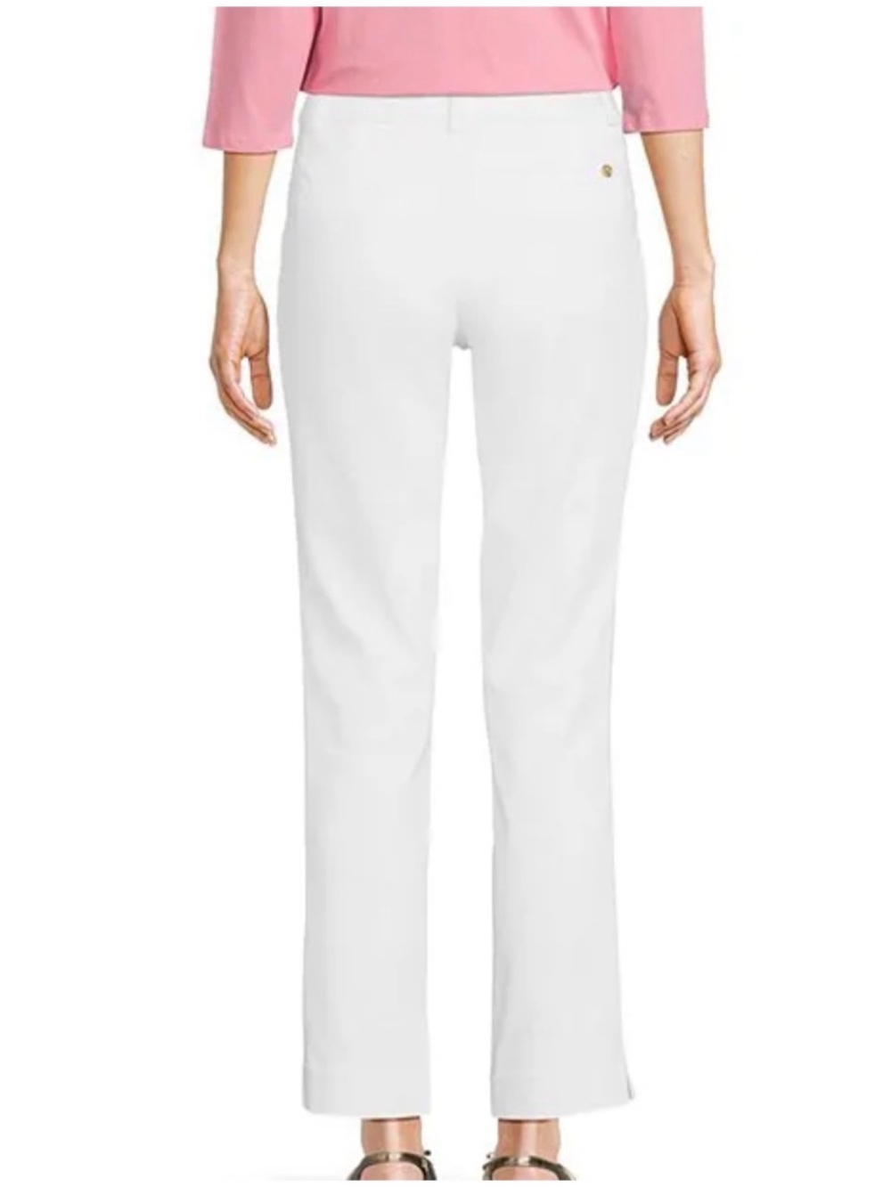 Lilly Pulitzer Women’s 12 White Luxetic Pants Ana High Rise Straight Leg Ankle - Picture 2 of 16